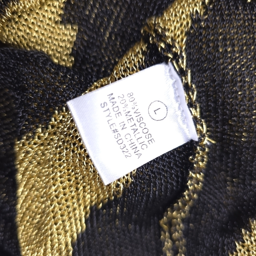 New Fashion Nova Gold and Black Metallic Zebra Patterned Dress Sz L - Picture 3 of 11